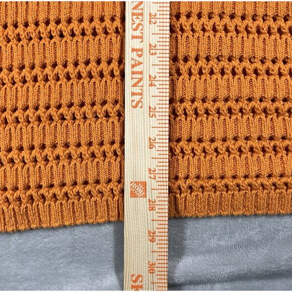 ZARA Sleeveless Size L Crew Neck Open Knit Orange Sweater Vest Autumnal Layering - Picture 11 of 11